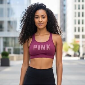 VS PINK Ultimate Unlined Maroon Dark Purple Sports Bra Size M